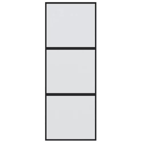 Fekete edzett üveg és alumínium tolóajtó 76 x 205 cm