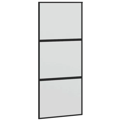 Fekete edzett üveg és alumínium tolóajtó 90 x 205 cm