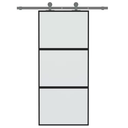 Fekete edzett üveg és alumínium tolóajtó 90 x 205 cm