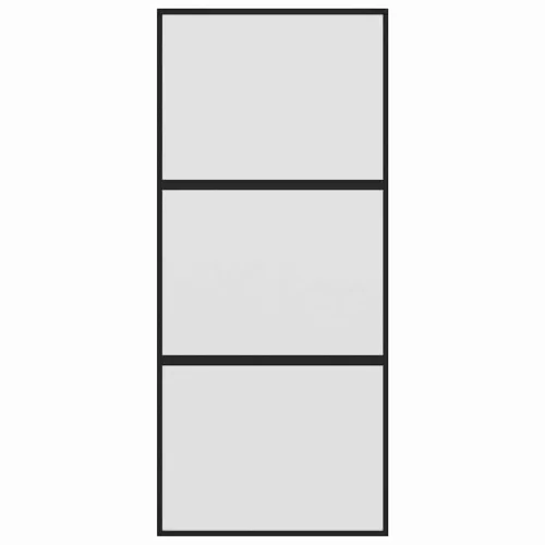Fekete edzett üveg és alumínium tolóajtó 90 x 205 cm