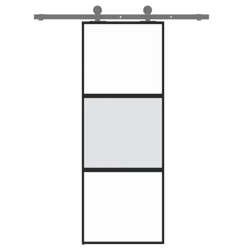 Fekete edzett üveg és alumínium tolóajtó 76 x 205 cm