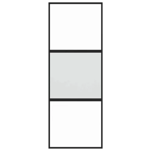 Fekete edzett üveg és alumínium tolóajtó 76 x 205 cm