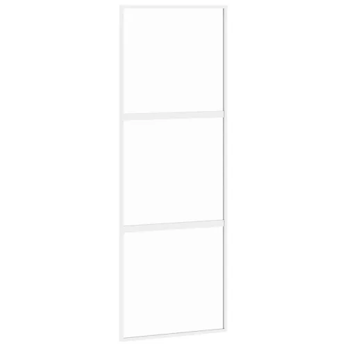 Fehér edzett üveg és alumínium tolóajtó 76 x 205 cm