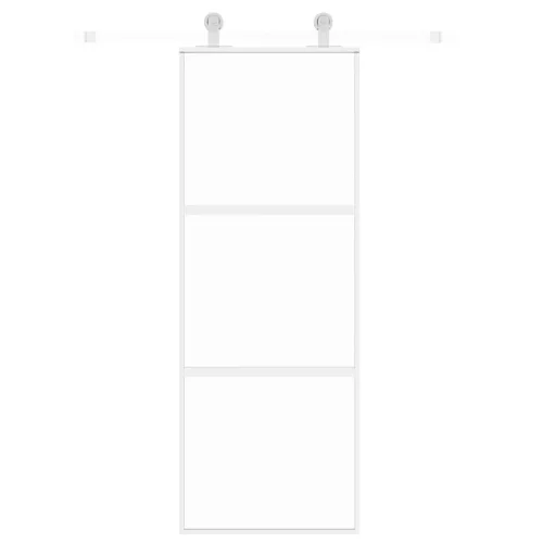 Fehér edzett üveg és alumínium tolóajtó 76 x 205 cm