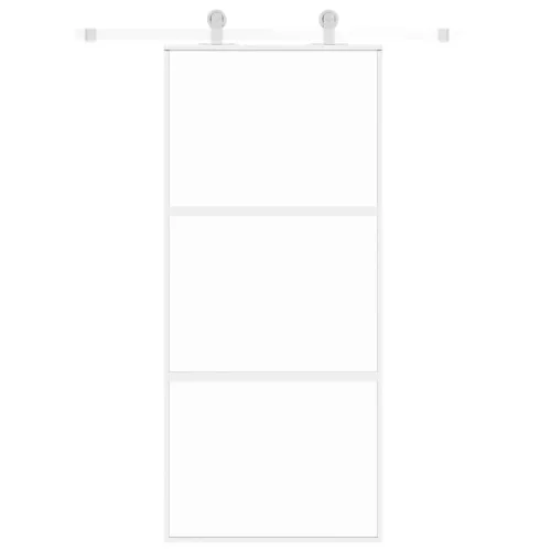 Fehér edzett üveg és alumínium tolóajtó 90 x 205 cm