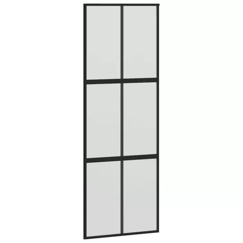 Fekete edzett üveg és alumínium tolóajtó 76 x 205 cm