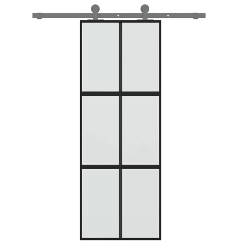 Fekete edzett üveg és alumínium tolóajtó 76 x 205 cm