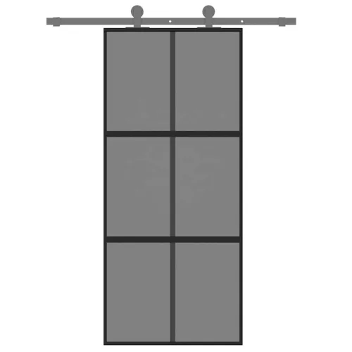Fekete edzett üveg és alumínium tolóajtó 90 x 205 cm