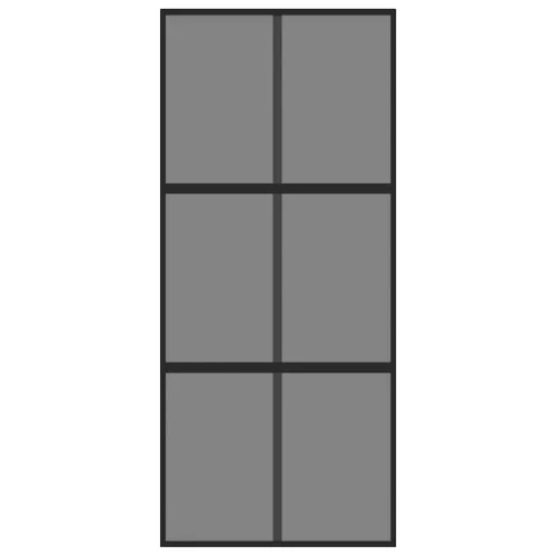 Fekete edzett üveg és alumínium tolóajtó 90 x 205 cm
