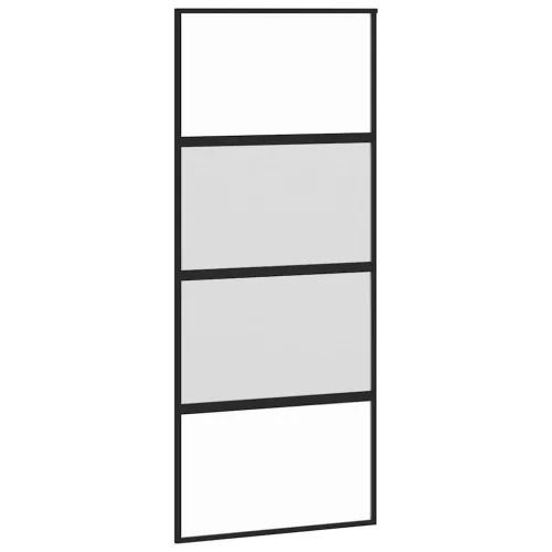 Fekete edzett üveg és alumínium tolóajtó 90 x 205 cm