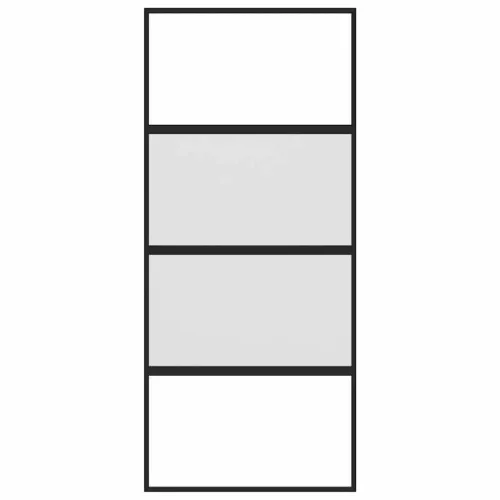 Fekete edzett üveg és alumínium tolóajtó 90 x 205 cm