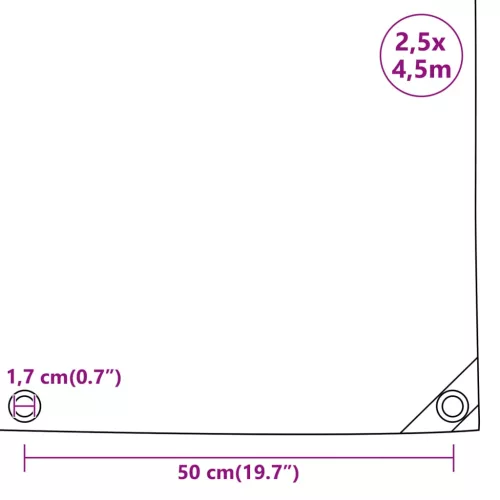Szürke ponyva 2,5 x 4,5 m 650 g/m²