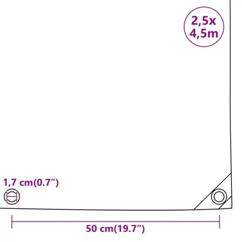 Fehér ponyva 2,5 x 4,5 m 650 g/m²