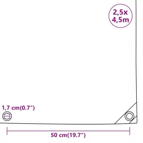 Fekete ponyva 2,5 x 4,5 m 650 g/m²