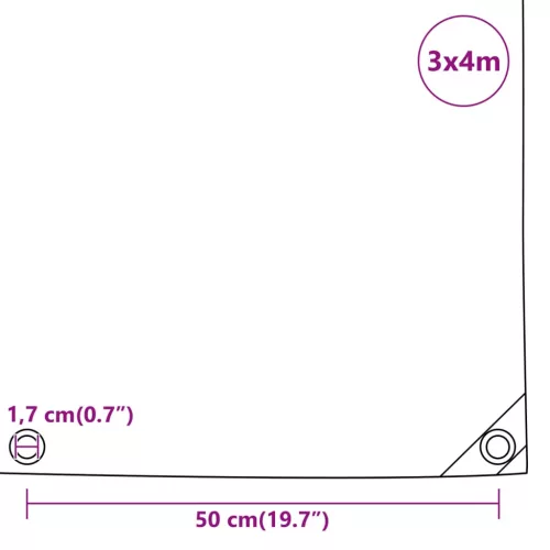 Antracitszürke ponyva 3 x 4 m 650 g/m²