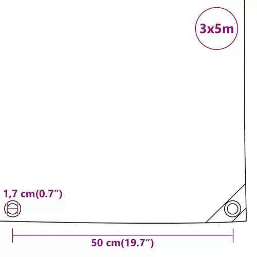 Antracitszürke ponyva 3 x 5 m 650 g/m²