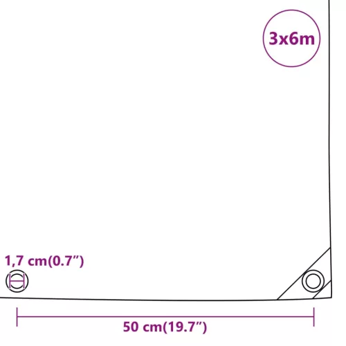 Antracitszürke ponyva 3 x 6 m 650 g/m²