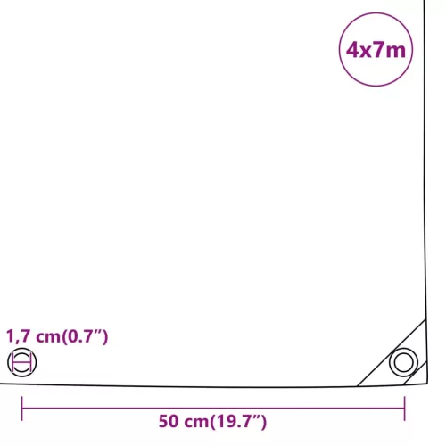 Antracitszürke ponyva 4 x 7 m 650 g/m²