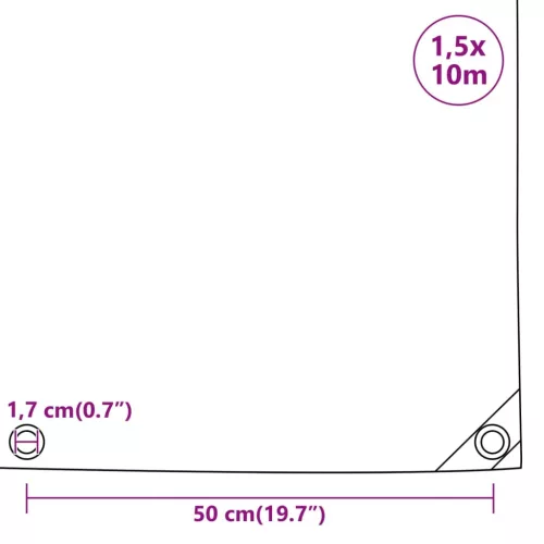 Antracitszürke ponyva 650 g/m² 1,5 x 10 m