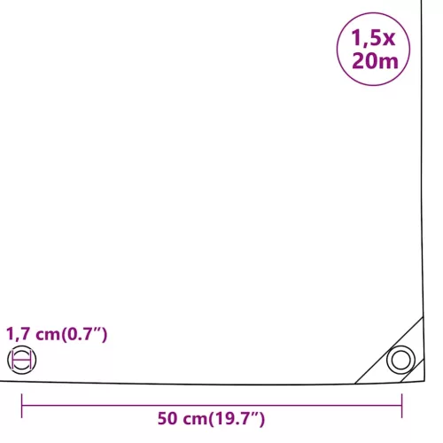 Antracitszürke ponyva 1,5 x 20 m 650 g/m²