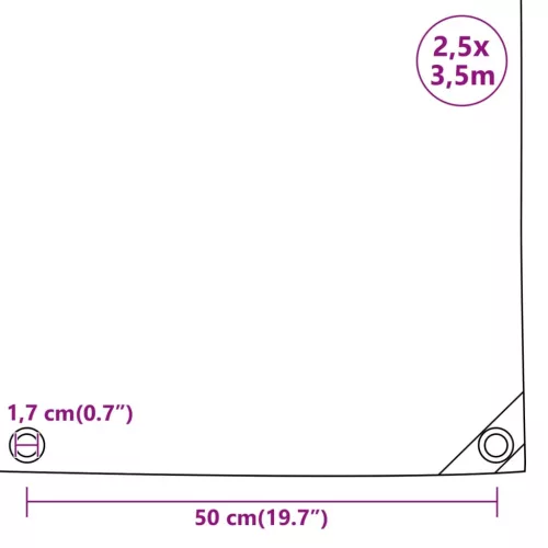 Antracitszürke ponyva 2,5 x 3,5 m 650 g/m²