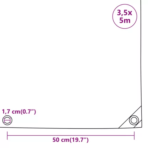 Antracitszürke ponyva 3,5 x 5 m 650 g/m²