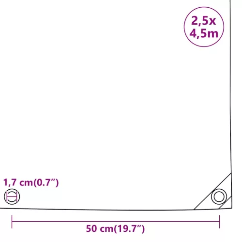 Antracitszürke ponyva 2,5 x 4,5 m 650 g/m²