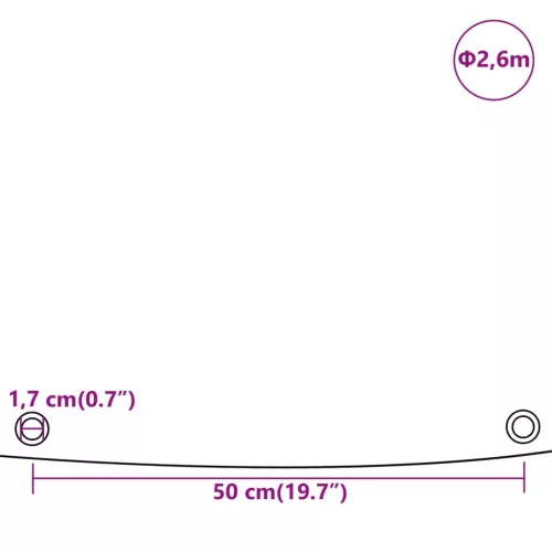 Szürke ponyva Ø 2,6 m 650 g/m²