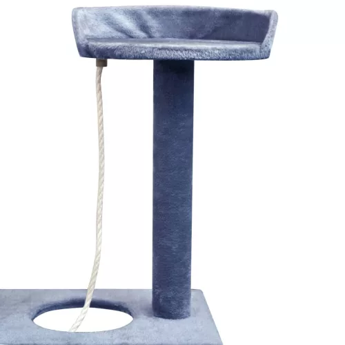 Sötétkék macskabútor szizál kaparófákkal 150 cm