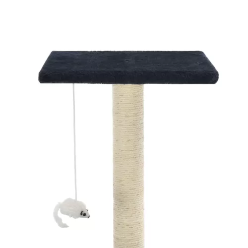 Sötétkék macskabútor szizál kaparófákkal 95 cm