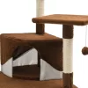 Barna/fehér macskabútor szizál kaparófákkal 203 cm
