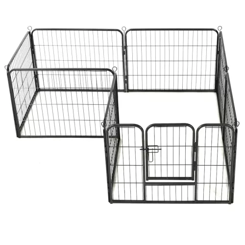 Fekete színű acél kutyakennel 8 panelből 60 x 80 cm
