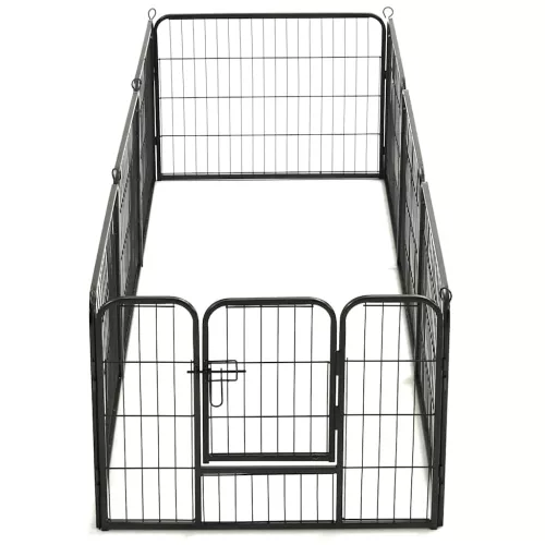 Fekete színű acél kutyakennel 8 panelből 60 x 80 cm