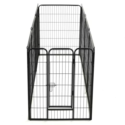 Fekete színű acél kutyakennel 8 panelből 80 x 100 cm