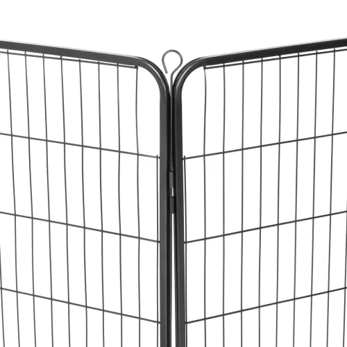 Fekete színű acél kutyakennel 8 panelből 80 x 100 cm