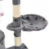 Szürke, mancsmintás macskabútor szizál kaparófákkal 138 cm