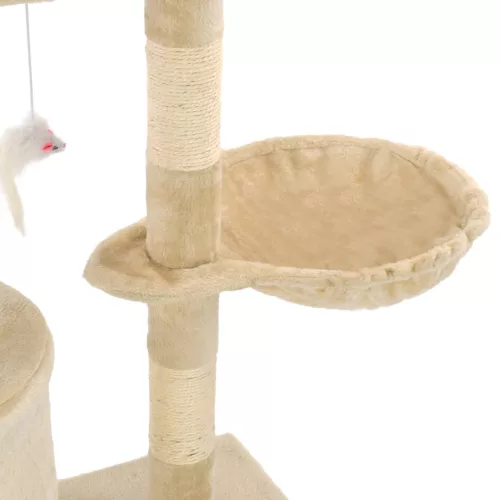 Bézs macskabútor szizál kaparófákkal 138 cm