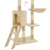 Bézs macskabútor szizál kaparófákkal 138 cm