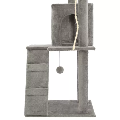 Szürke macskabútor szizál kaparófákkal 120 cm