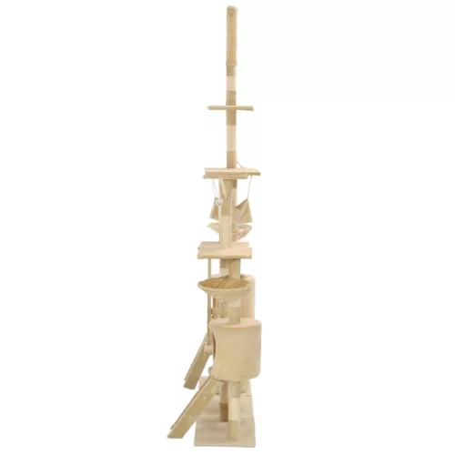 Bézs macskabútor szizál kaparófákkal 230-250 cm