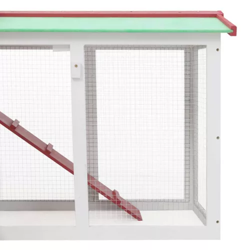 Piros és fehér fa kültéri nyúlketrec 145 x 45 x 84 cm