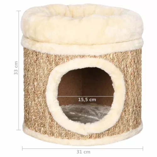 Tengerifű macskaház luxus párnával 33 cm