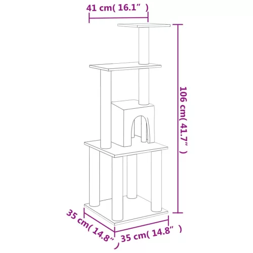 Krémszínű macskabútor szizál kaparófákkal 105 cm