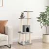 Világosszürke macskabútor szizál kaparófákkal 105 cm