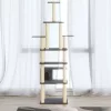 Sötétszürke macskabútor szizál kaparófákkal 183 cm