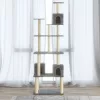 Világosszürke macskabútor szizál kaparófákkal 188 cm