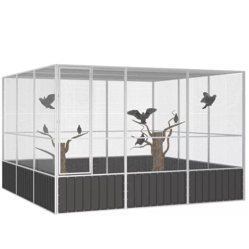 Antracitszürke horganyzott acél madárketrec 302,5x324,5x211,5cm