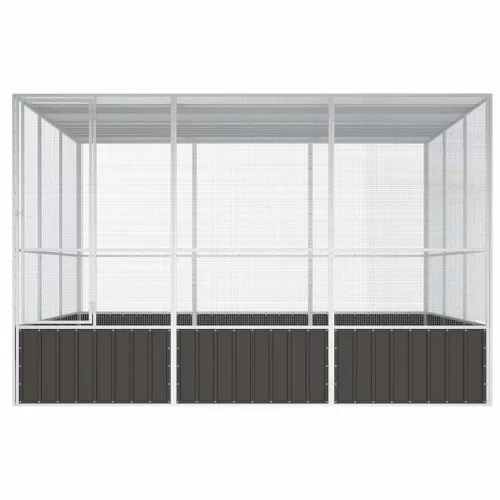 Antracitszürke horganyzott acél madárketrec 302,5x324,5x211,5cm
