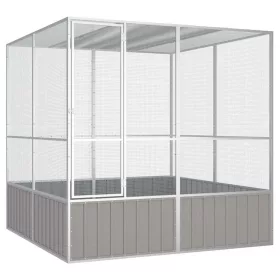 Szürke horganyzott acél madárketrec 213,5x217,5x211,5 cm
