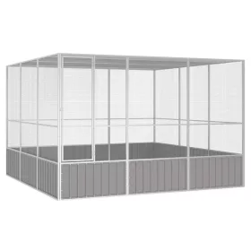 Szürke horganyzott acél madárketrec 302,5x324,5x211,5 cm